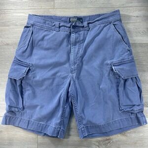 Ralph Lauren Polo Men's Chino Cargo‎ Shorts  Blue Size 35 Pockets Casual Relaxed